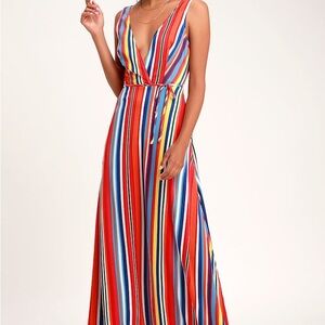 Lulu's Colorful Striped Maxi Dress